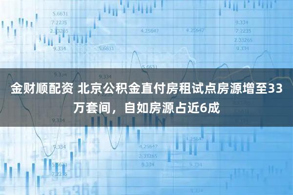 金财顺配资 北京公积金直付房租试点房源增至33万套间，自如房源占近6成
