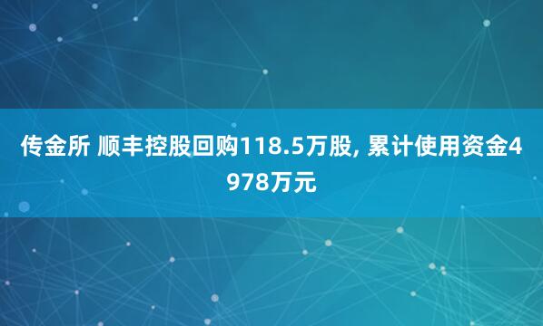 传金所 顺丰控股回购118.5万股, 累计使用资金4978万元